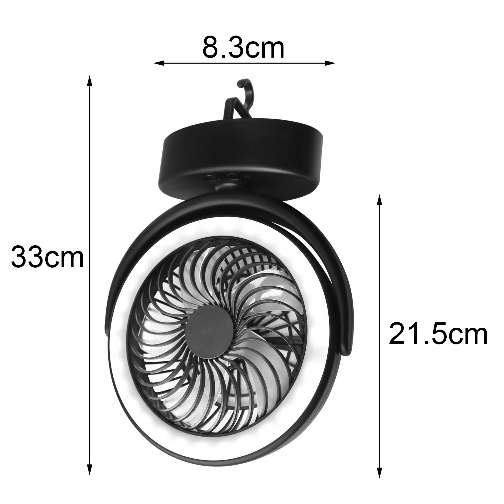 

Camping Lighting Fan 360 Degree Rotating outdoor Portable Rechargeable hanging Fan Light