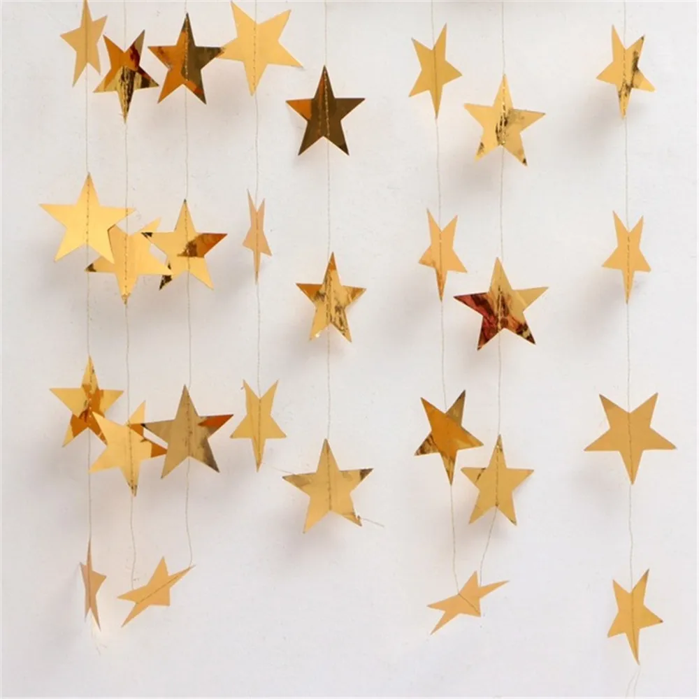 1 шт 2 м розовое золото бумага StarShape строка баннеры красочные овсянка