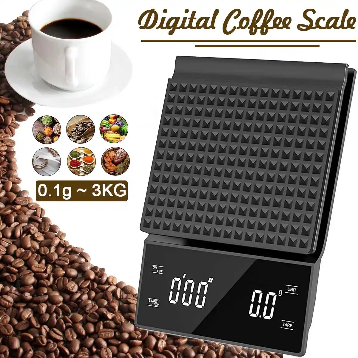 

Электронные кухонные весы с таймером, цифровые умные весы для кофе, точные бытовые пищевые весы, весы 3 кг/0,1 г
