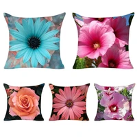 cushion case wrinkle resistant easy care polyester flower printed throw pillow cover home supplies