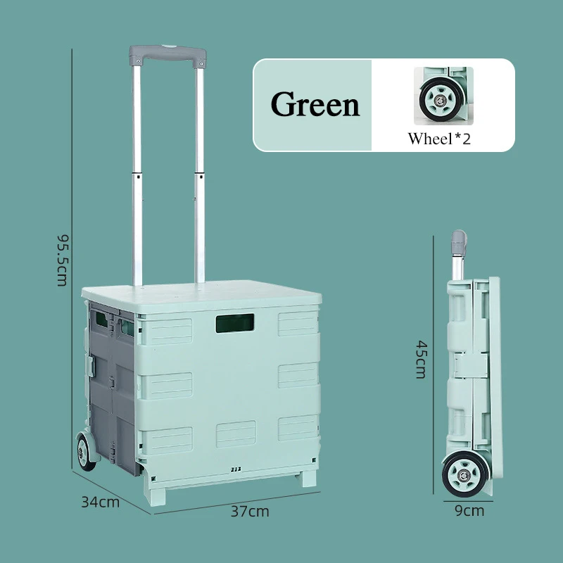 Caja de almacenamiento plegable, carrito de compras port&aacute;til, Maleta de equipaje, carrito multifuncional para el hogar, cesta de compras de supermercado-2