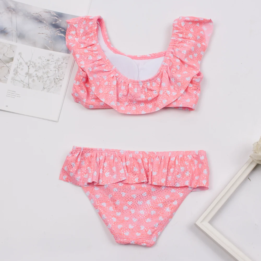 Женский купальник в горошек с оборками Детские бикини летние купальники для