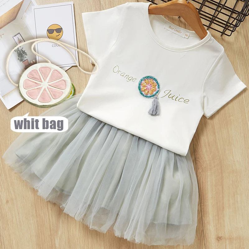 gray ax1006 with bag Bear leader/платье для девочек; летняя одежда для девочек; детская одежда с длинными рукавами и галстуком-бабочкой; детская одежда; платье принцессы в горошек для девочек - Цвет: gray ax1006 with bag