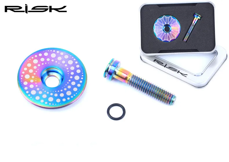 

Risk 1 set Lightweight Titanium Alloy Bicycle Headset Cap + M6*30mm Bike Headset Stem Bolt