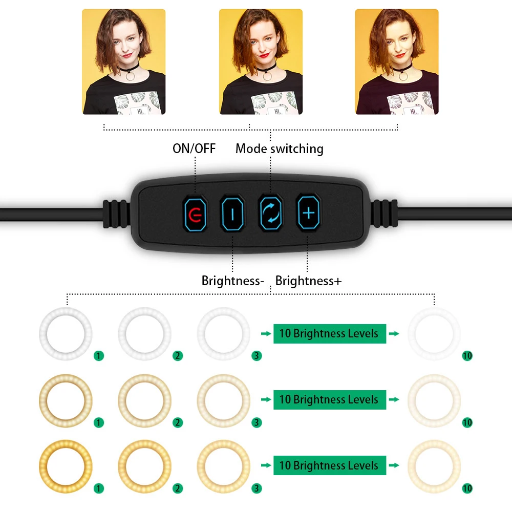 Светодиодный светильник кольцо 26 см 12 Вт для фотостудии с регулируемой яркостью