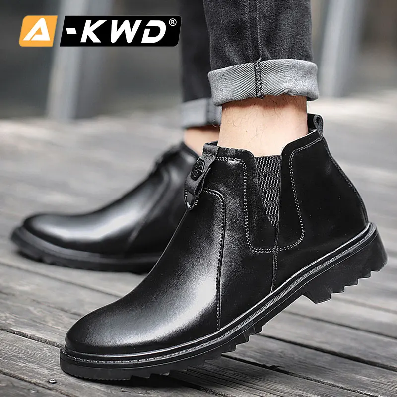 Уличные повседневные кожаные ботинки без шнуровки Мужские Британские