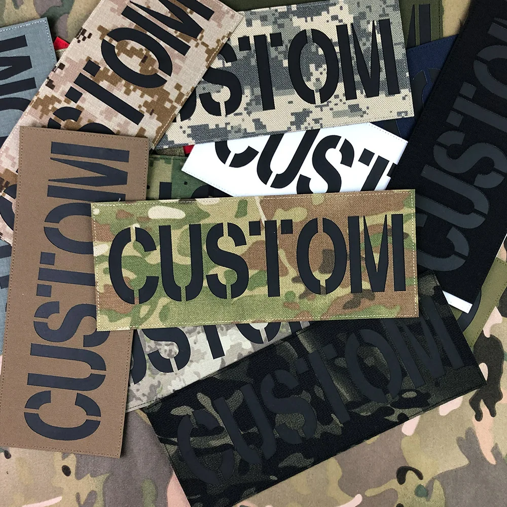 Patch Laser personnalisé de 25cm  bande de nom  lettres noires  tactique militaire Airsoft  avec