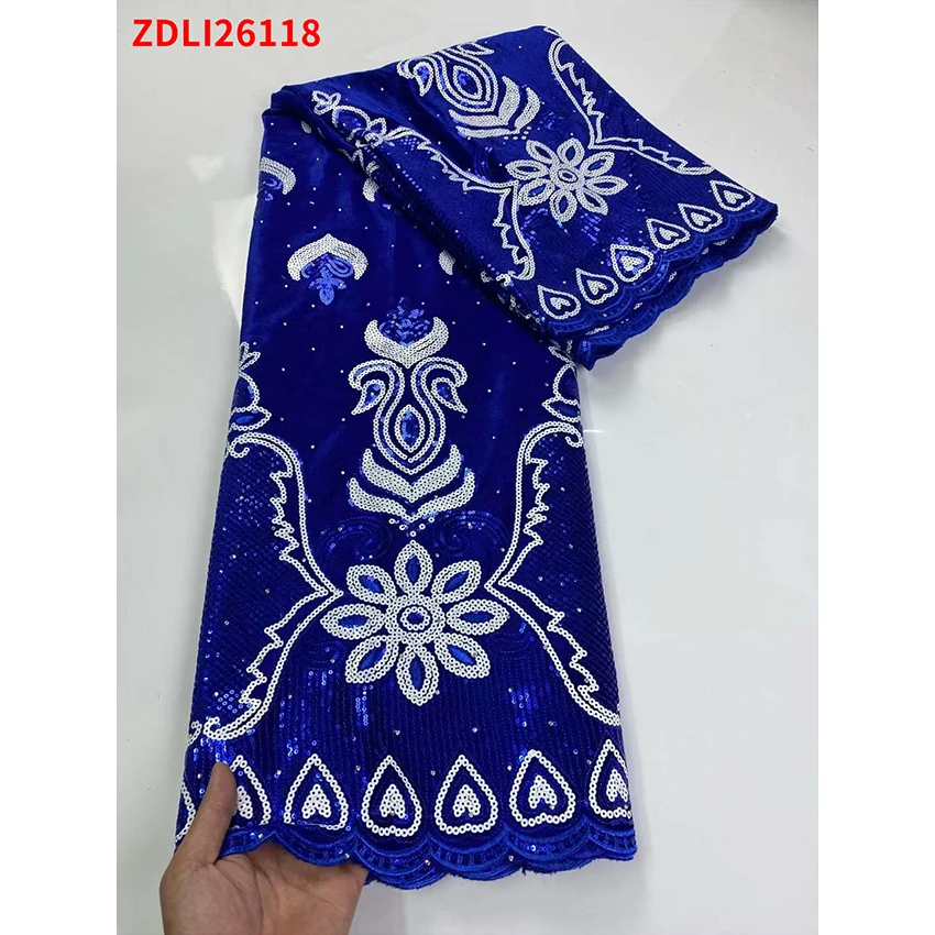 

African Gorgeous ​French Sequins Fabric French Ankara Beads ​Breathable Lace Clothes ZDLI26118 A
