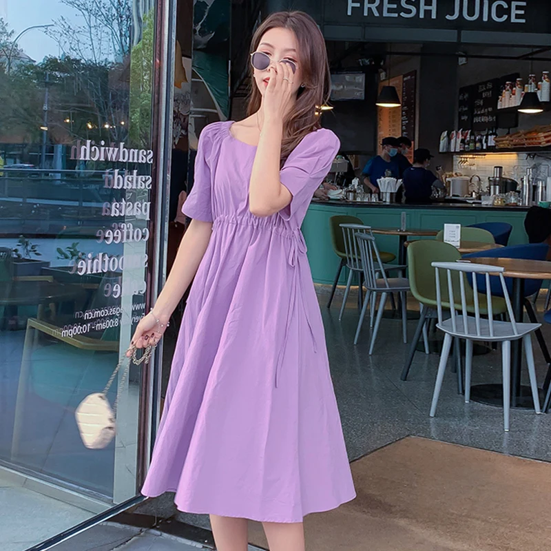 

Fresh Purple Cotton and Linen Dress Large Size Loose Dress Fairy Lady Super Fairy Mori Style Summer New Women's Dress 2021