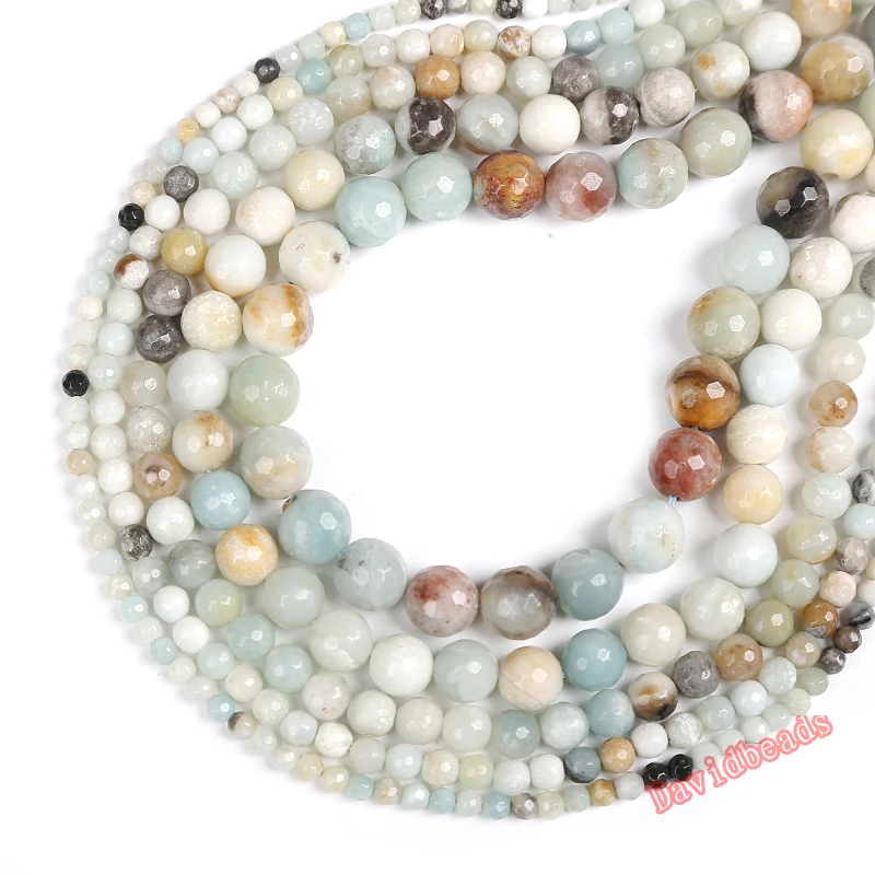 Бусины из натурального амазонита граненые круглые 16 дюймов 4 6 8 10 12 мм | Украшения