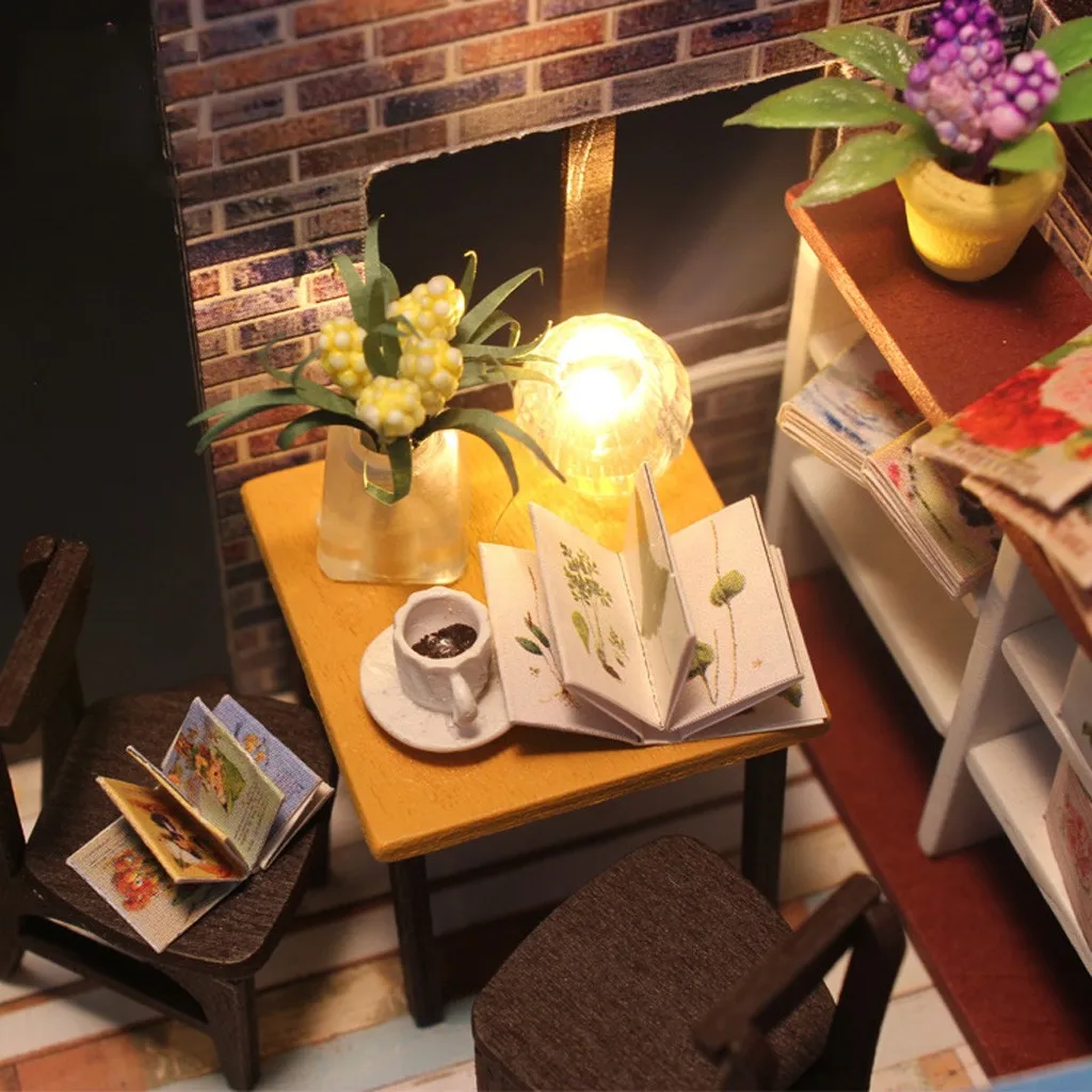 

2020 DIY Doll House Furniture Miniature Dollhouse Toys Cottage Valencia Coast Villas With Musical Movement Without Dust Cover