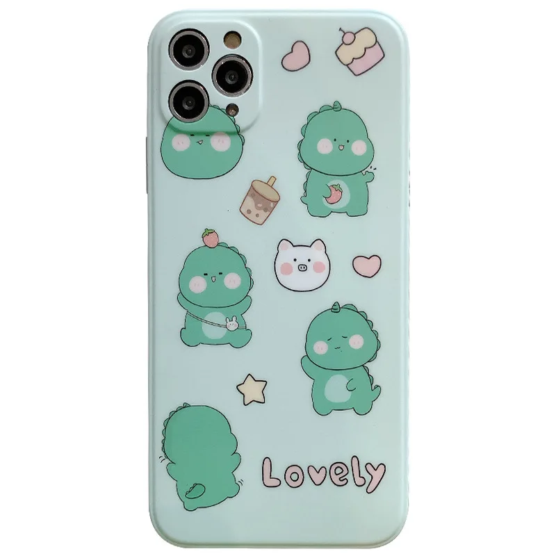 

Cartoon dinosaurs for 11promax apple x mobile phone case xsmax straight edge 8plus couple xr/se silicone case