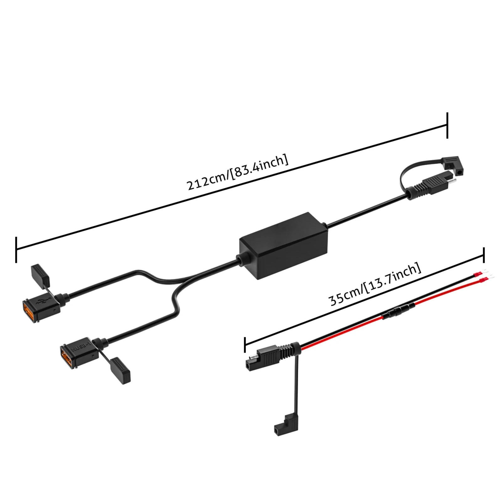 

1Pc DC 12-24V Motorcycle Quick Charging Dual USB Power Adapter Charger with Extension Cable