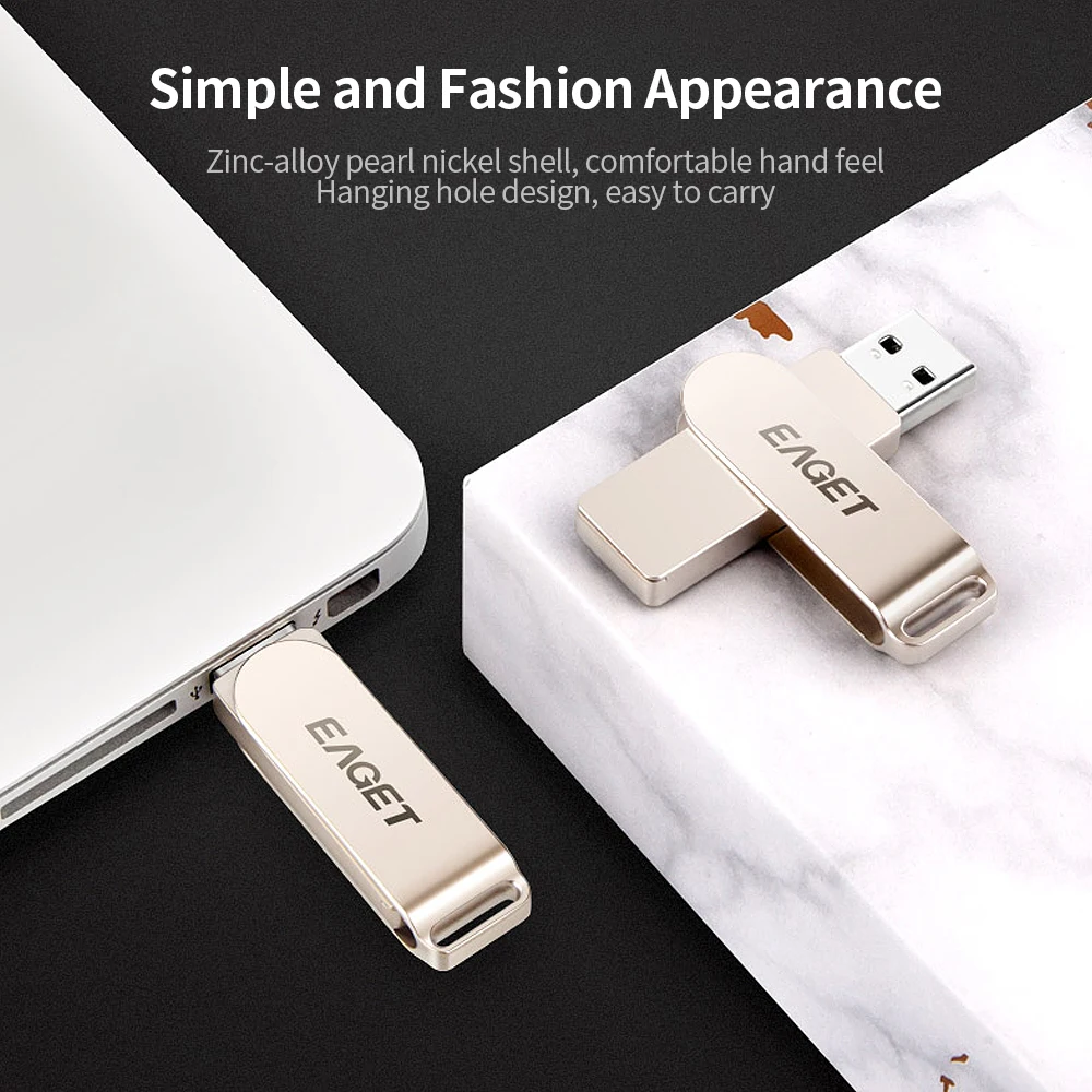 EAGET USB флеш накопитель 32 Гб 64 128 металлический U диск USB3.0 Портативный