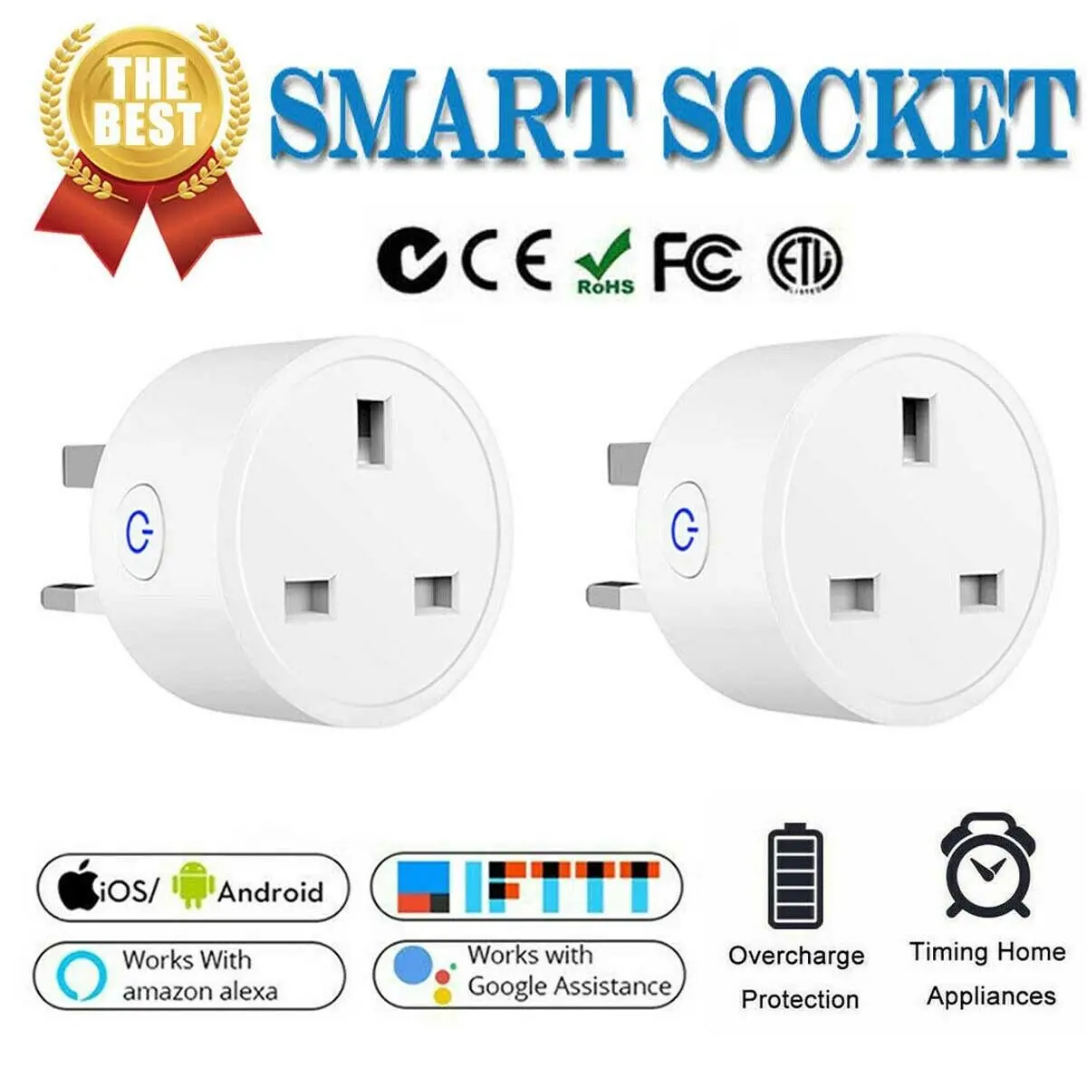 

Smart WiFi Socket Plug Outlet Switch APP Control For Amazon Alexa Google Home
