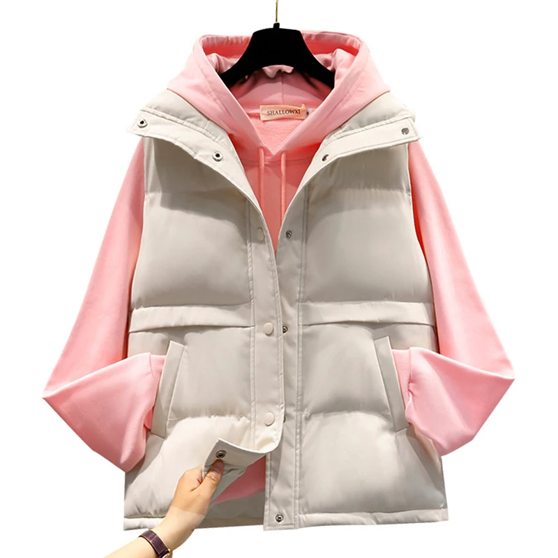 

Cotton Vest Female Autumn and Winter Loose Sleeveless Waistcoat Outerwear Korean Fashion Solid Woman Jackets and Coats