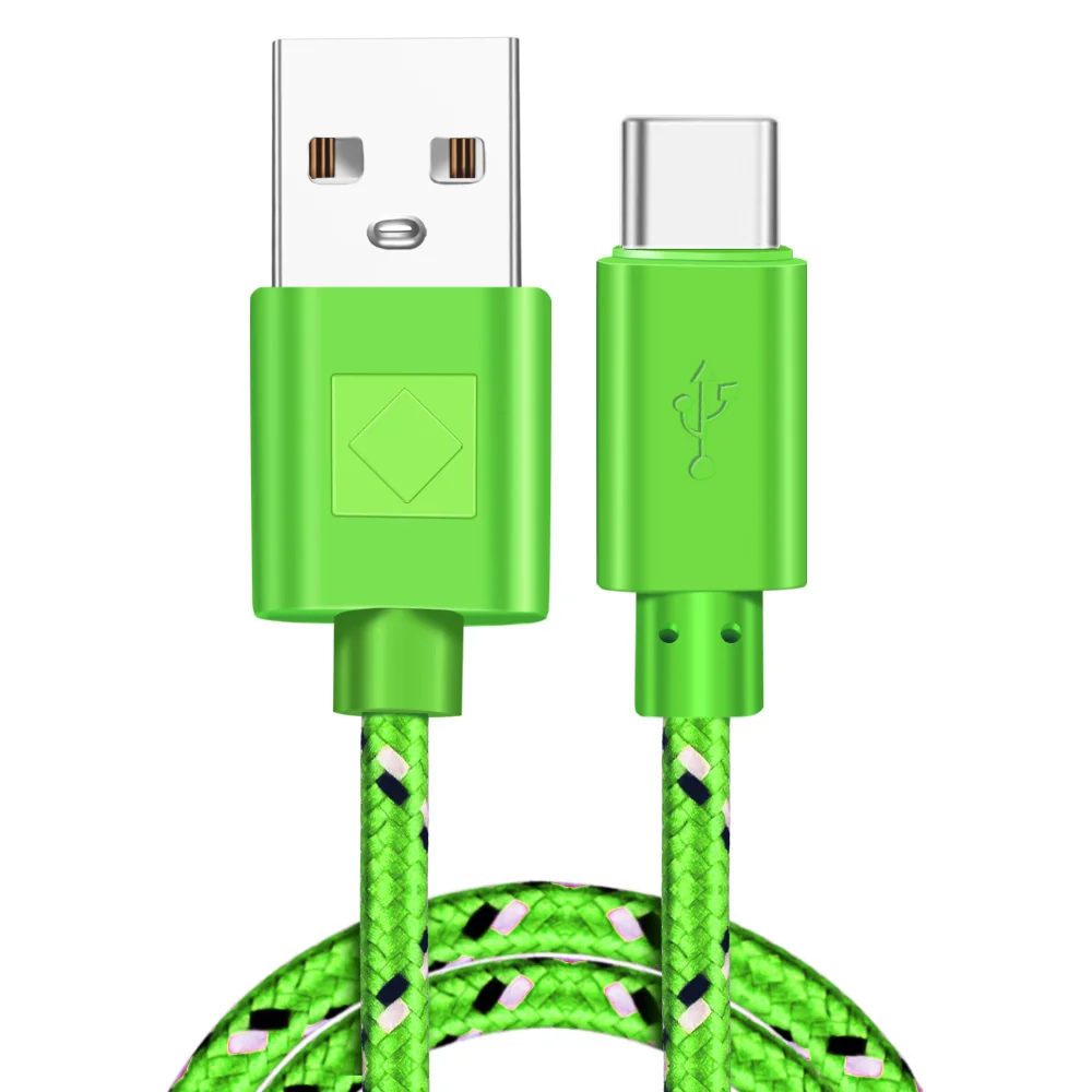 Green Type C Olnylo usb type C кабель для быстрой зарядки кабель для передачи данных для samsung S10 S9 Note 9 Oneplus 7 xiaomi huawei телефонный кабель type-c USB C кабели - Цвет: Green Type C