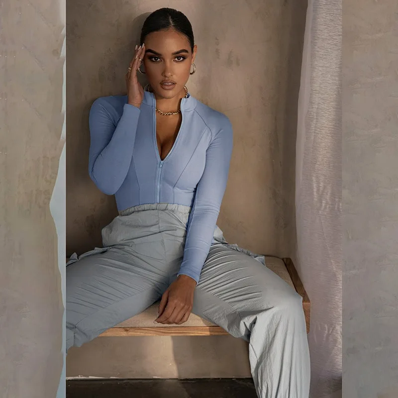 Боди Для женщин 2021 Спецодежда для футболка с длинным рукавом Женская цвет: черный