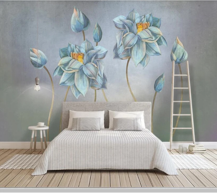 Элегантная картина маслом 3d обои с цветами в стиле ретро Настенные для гостиной