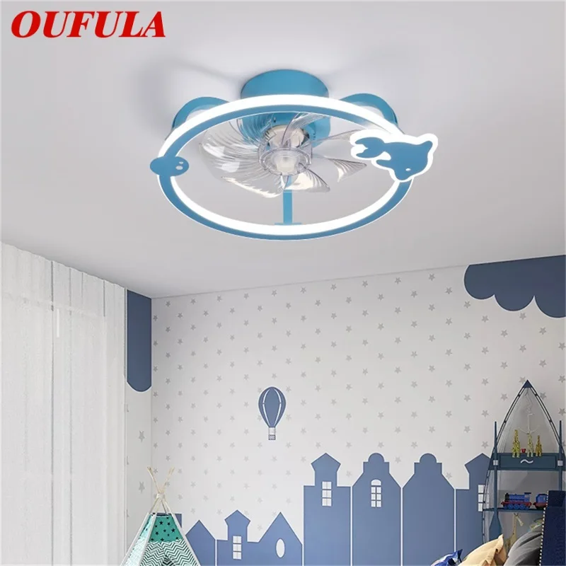 

OUFULA Contemporary Cartoon Ceiling Fan with Lights Remote Control Lighting for Home Children Bedroom