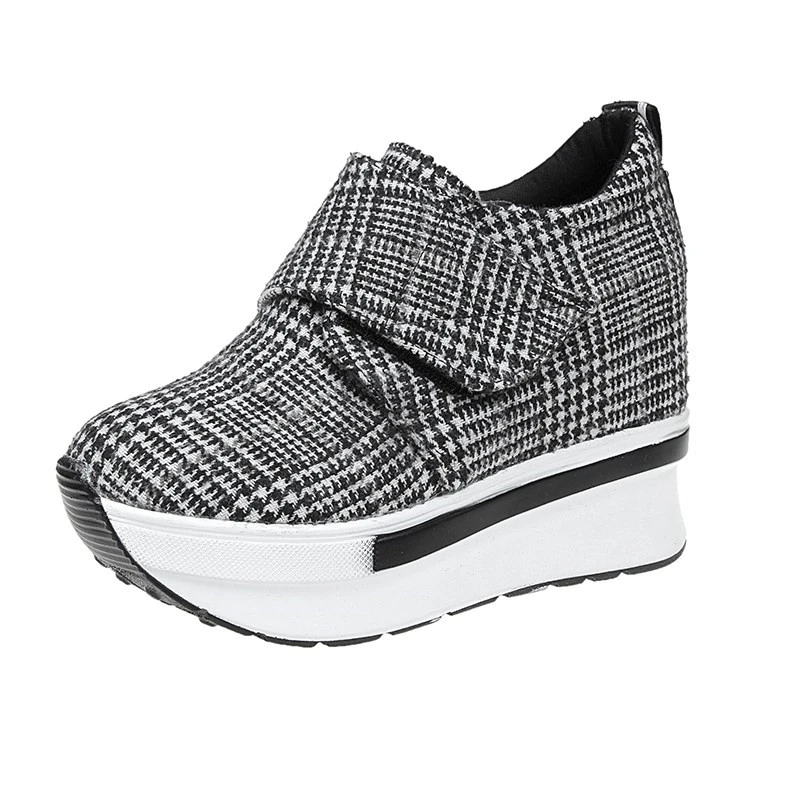 Женская обувь со скрытым подъемом 9 см Вулканизированная повседневные кроссовки