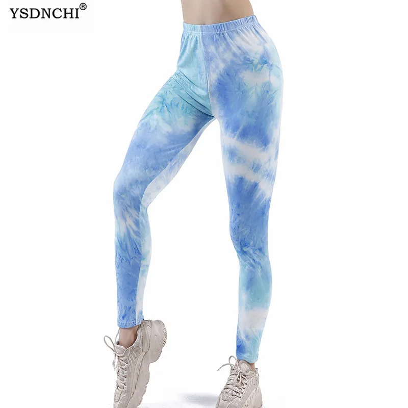 

YSDNCHI Sexy Women Leggings Push Up Leggins Tie-Dye Print High Waist Tight Trousers Fitness Hip Jogging Running Pants Plus Size