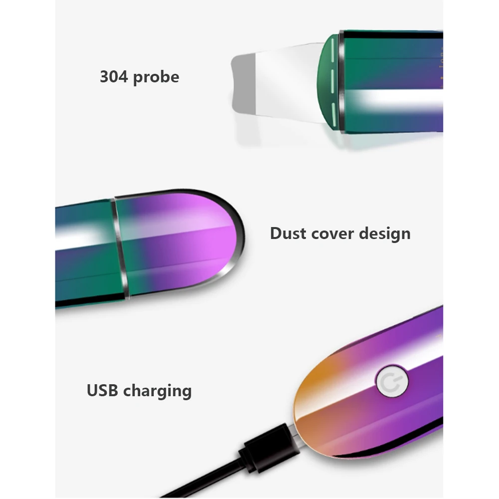 Ультразвуковая Вибрация кожи скруббер Глубокая очистка лица пилинг акне