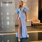 Thinyful Лавандовое длинное платье с V-образным вырезом в стиле бохо для свадебной вечеринки с коротким рукавом и Боковым Разрезом Вечернее платье вечерние платья