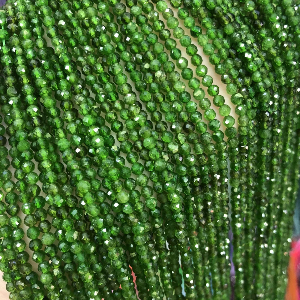 

AAA Genuine Natural Green Chrome Diopside Beads Small Faceted Round Beads for Jewelry Making DIY Necklace Bracelet 2.5mm 3mm
