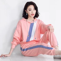 two piece cotton autumn new suit womens sportswear two piece korean loose large size fashion sweater casual pants