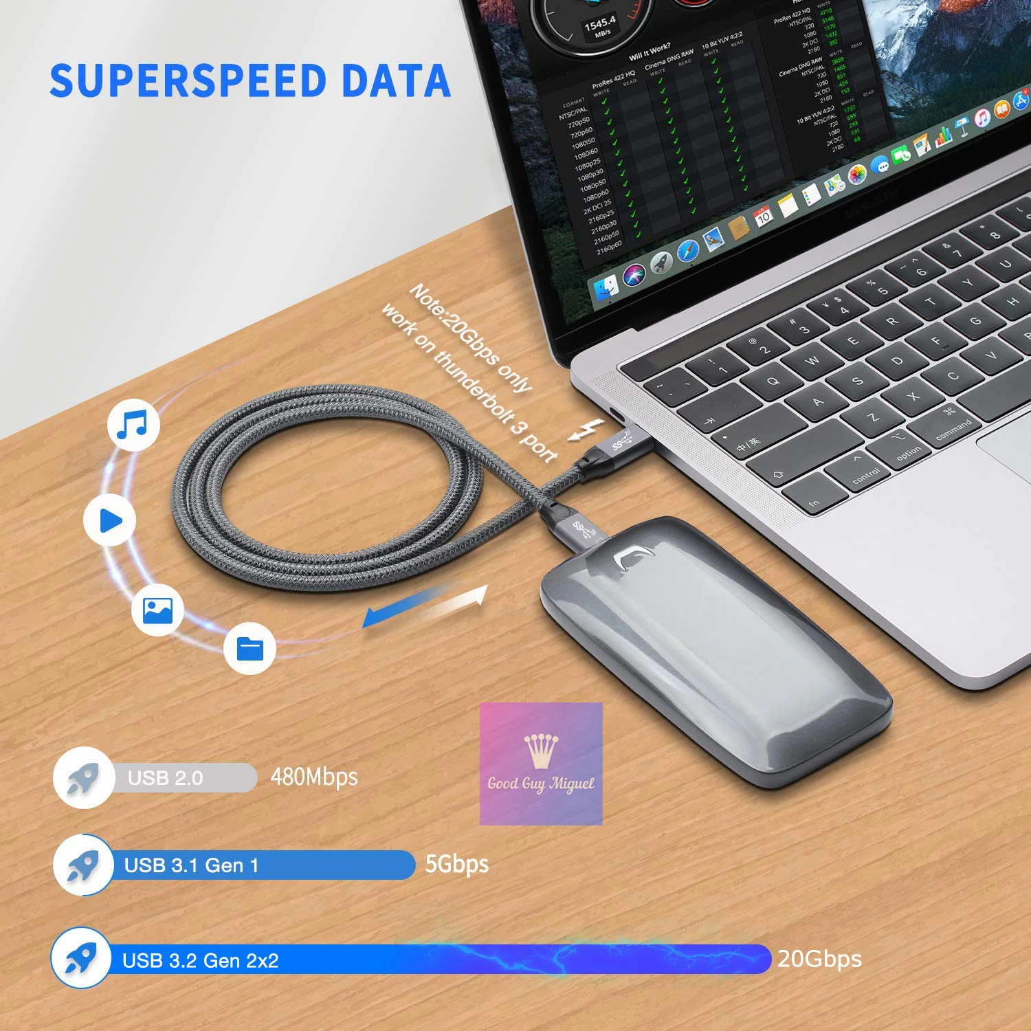 Фото USB 3.2 Gen 2x2 20Gbps USB-C to Data Cable Type-C 100W Fast Charge Short Cord Braided Wire for Xiaomi Huawei MacBook Pixel Электроника USB 3.2 Gen 2x2 20Gbps USB-C to Data Cable Type-C 100W Fast Charge Short Cord Braided Wire for Xiaomi Huawei MacBook Pixel Электроника