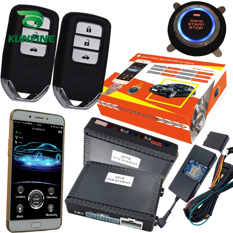 

GPS Car Alarm System Push Button Start Passive Keyless Entry Remote Car Engine Start Stop Supporte Android and ios System 688BT
