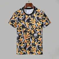 famous exaggerated and comfortable summer round neck short sleeve novel fitness digital floral t shirt mens designer plus size