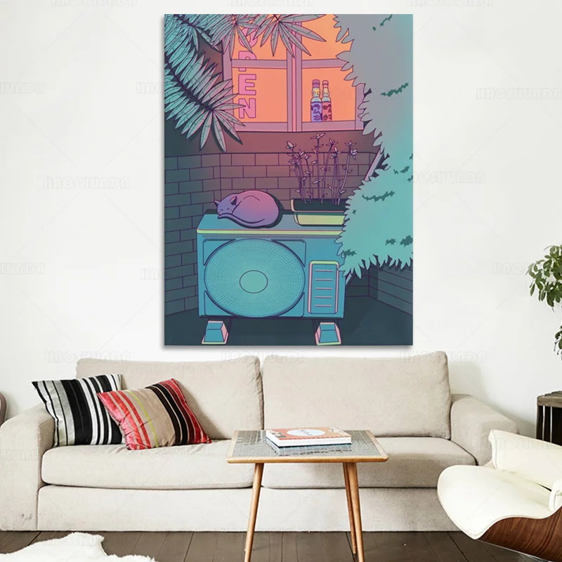 Модульный плакат с окошком и сном современный настенный HD-печатью городской