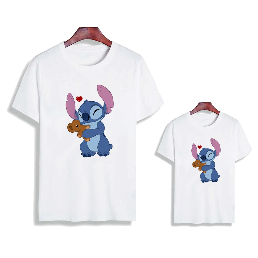 

Disney Mom and Daughter Lilo&Stitch Angel Little Monster Cartoon T-shirt Couple Matching Boy/Girl Top Anime Stitch Family look