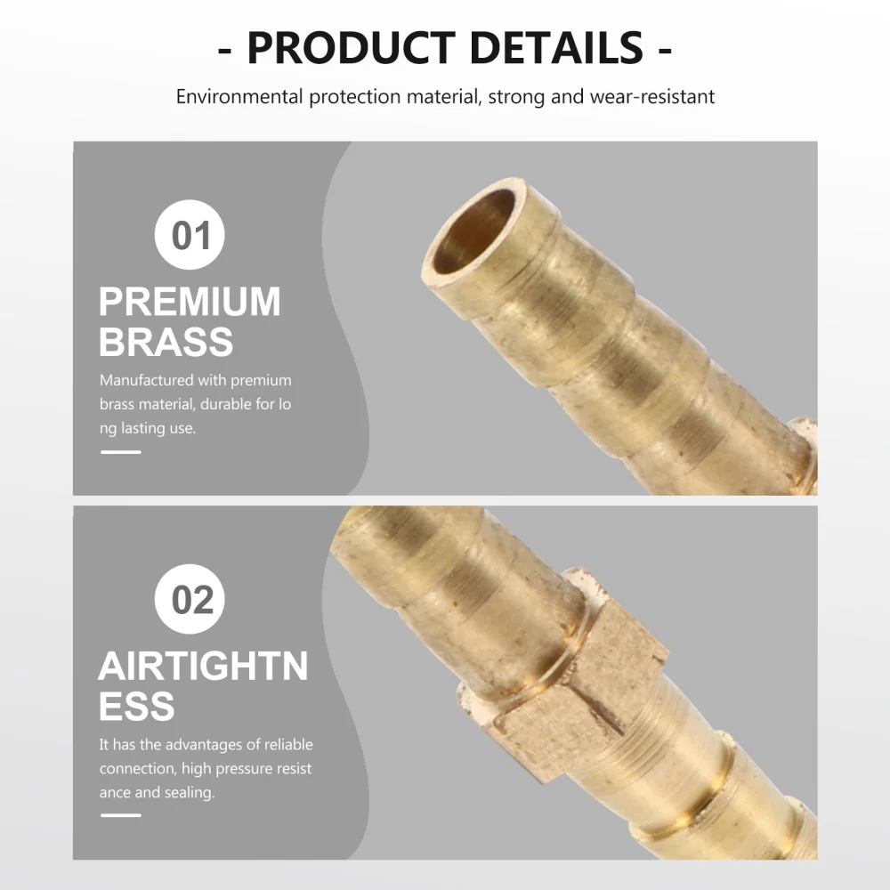 

10pcs Brass Straight Connector Quick Fitting Connector for Hose (Golden)