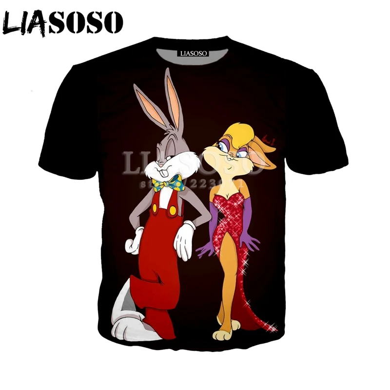 Футболка унисекс с коротким рукавом Модный свитшот 3D принтом аниме Багз Банни