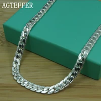 agteffer 925 sterling silver 5mm full sideway necklace 818202224 inch chain for woman men fashion wedding engagement jewelry