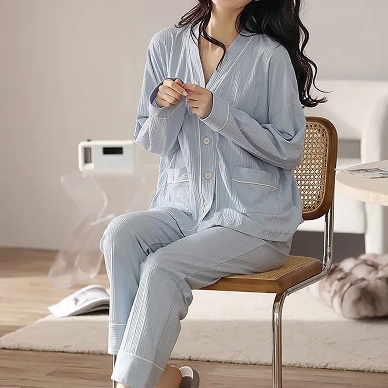 

Cotton Pajamas For Women Long Sleeve Pajamas Set 2021 Casual Cute 2 Pieces Set Pijama Pjs Sets Sleepwear Lounge Wear Lingerie