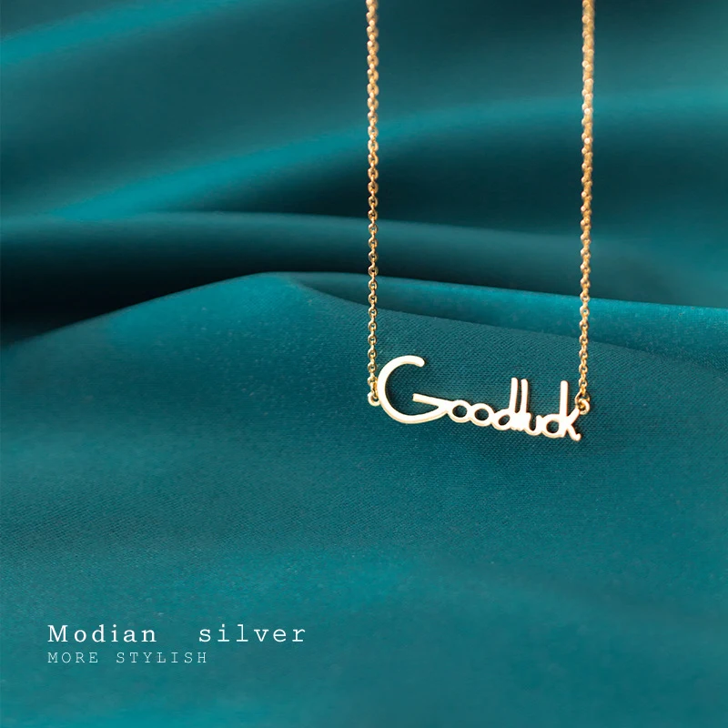 Цепочка Modian из стерлингового серебра 925 пробы с подвеской буквой Goodluck