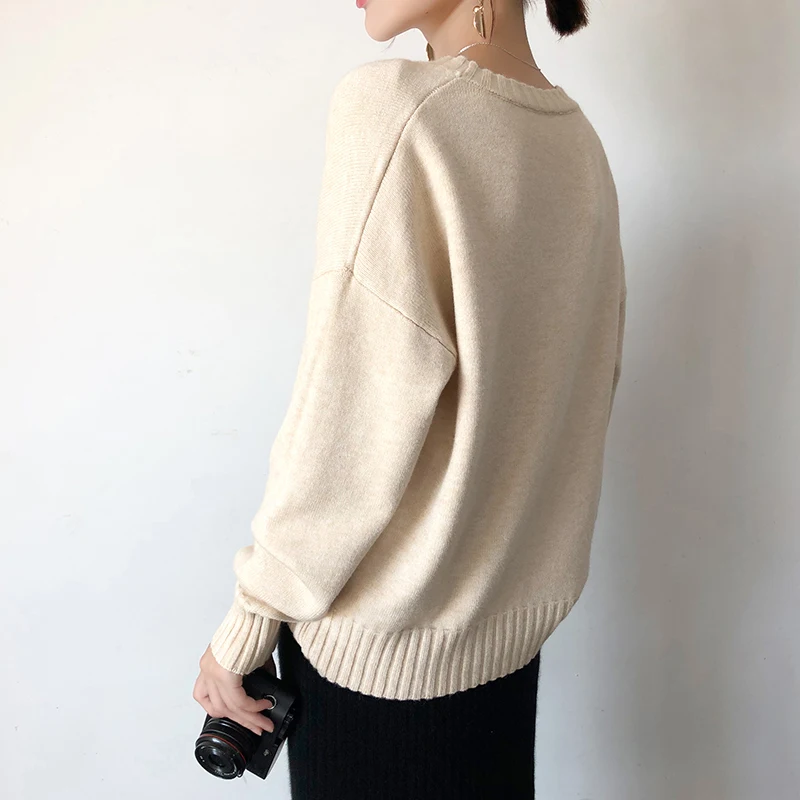 Новинка 2021 осенний и зимний свитер Женский пуловер с круглым вырезом вязаный