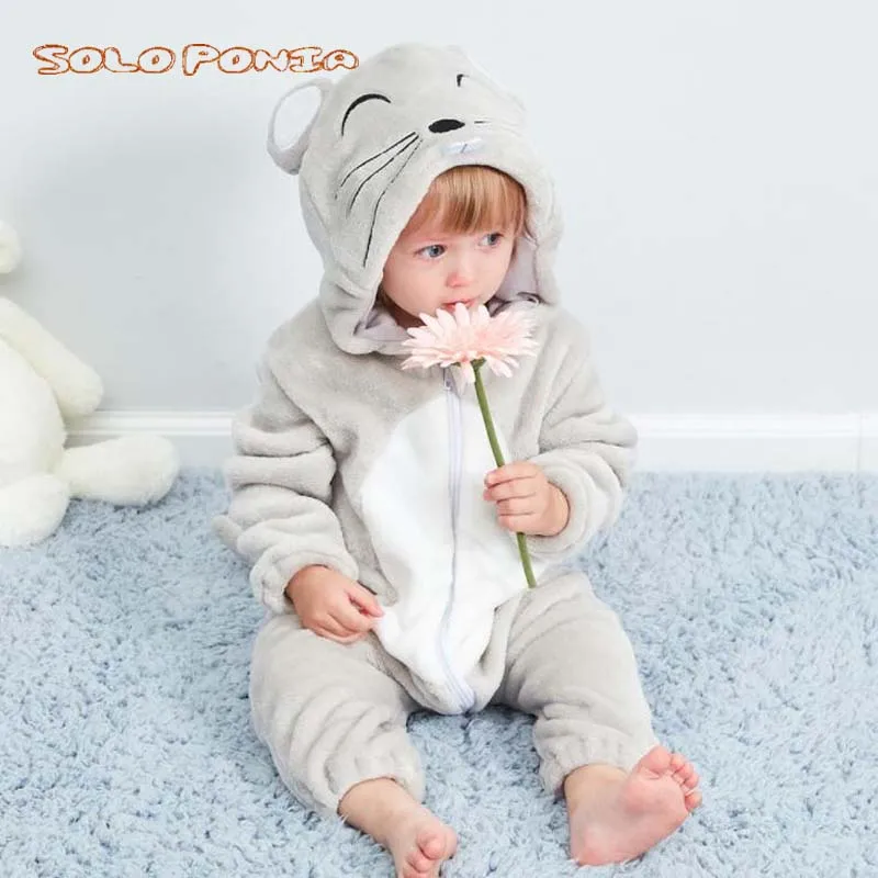 

Baby Rompers Baby Cartoon Romper Newborn Hooded Inflant Clothing Boy Girl Pajamas Animal Onesie Jumpsuit Pikachu Costume Flannel