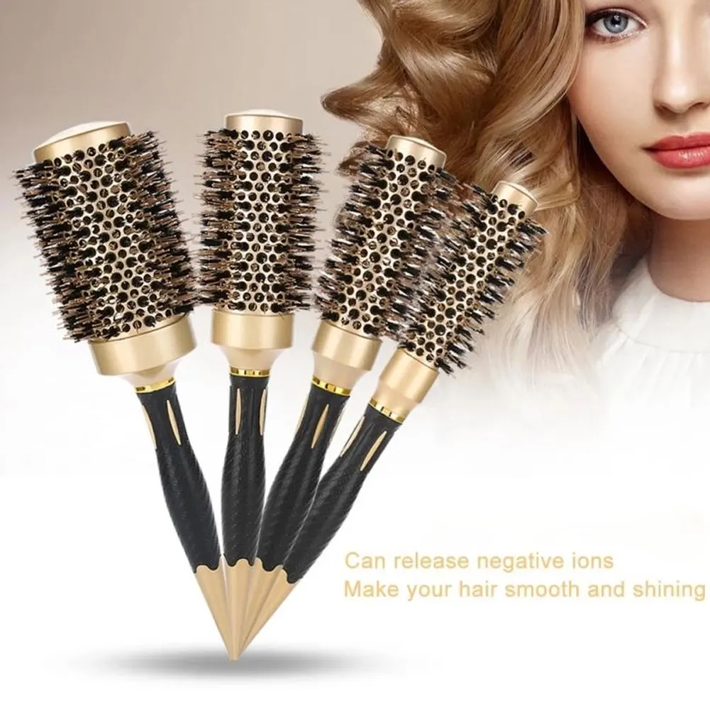 

DIY Round Barber Hair Brush Professional Hair Curler Rollers Ceramic Hairstyling Comb Hair Curling Tools Salon Hair Styling Tool