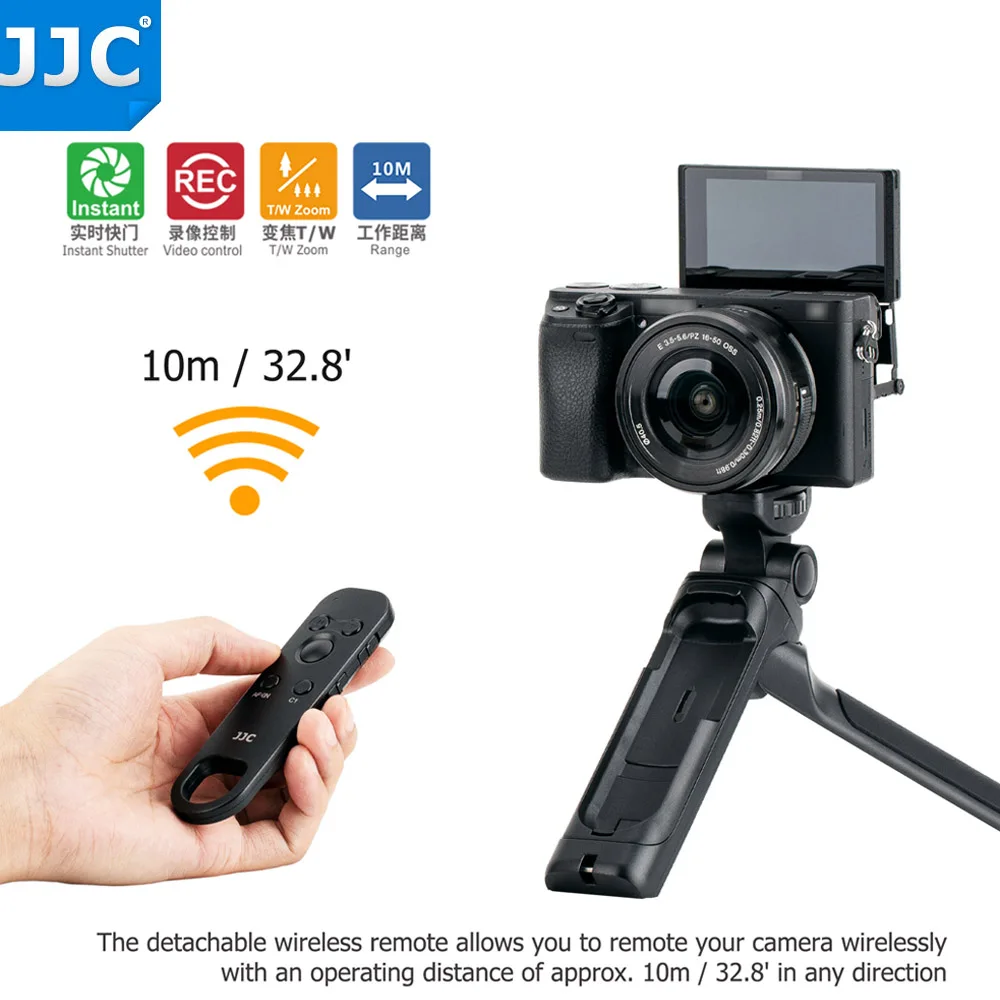 JJC Wireless Remote Shooting Grip Tripod Selfie for Sony A7M4 A7 IV A7M3 A7C A1 A6000 ZV1 ZVE10 Replaces Sony GP-VPT2BT RMT-P1BT