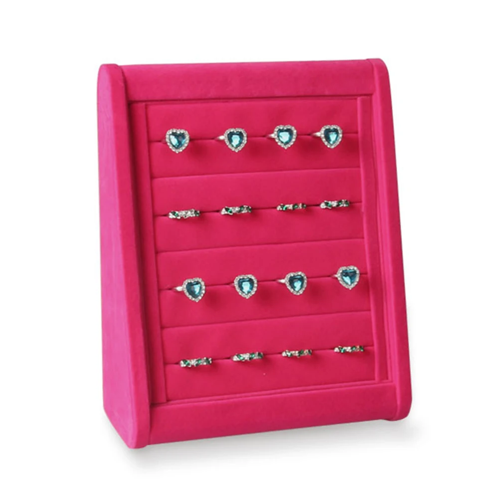

Velvet Suede Ring Earrings Organizer Ear Stud Jewelry Display Stand Holder Rack Showcase Plate Jewelry Box Casket for Decoration