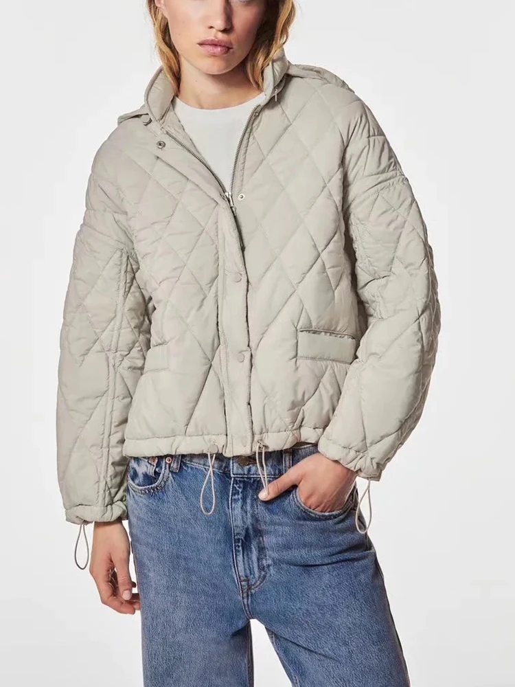 

HWLZLTZHT женская зимняя куртка с высоким воротником и капюшоном 2021 теплые парки с длинным рукавом модные хлопковые куртки на молнии женское Св...