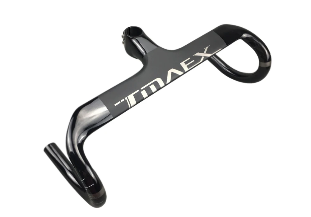 Цена Новый полностью углеродный руль, руль и стержень дорожного велосипеда, Встроенный руль из углеродного волокна, серебристые матовые запчаст...