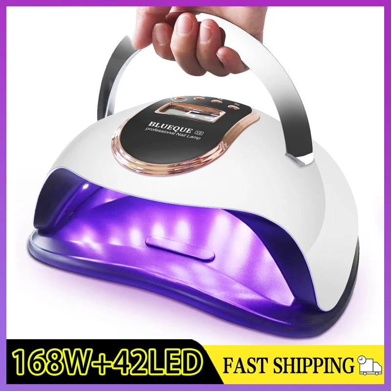 

BLUEQUE V8 LED UV Lamp Auto 168W Nail Lamp Upgrade Phototherapy Nail Gel Dryer Lamp Professional Manicure Lamp