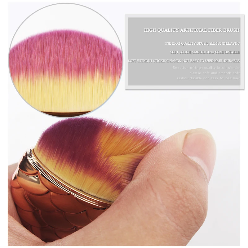 

Face Blush Brush Professional Mermaid Shape Makeup Brush Foundation Cosmetic Fish Brush Makeup Tools Kit Powder nail art tool