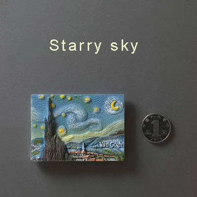 starry sky Ван Гог краска холодильник магнитные наклейки Европейский скандинавский креативный холодильник декоративные мультфильм милые магнитные наклейки - Цвет: starry sky